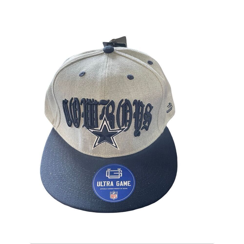 New Ultra Game Mens Gray Blue Dallas Cowboys Old English Snapback Hat One Size